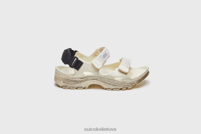 LANVIN x SUICOKE pabudimo bortelis smėlio/aukso spalvos FDJ8F32 unisex sandalai